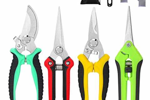 Topbooc 5 Pack Garden Pruning Shears Stainless Steel Blades, Handheld Scissors Set with Gardening..