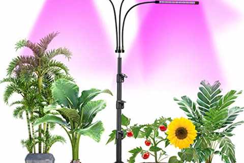 Plant Grow Light with Stand Adjustable 15-47 Inch,60W Tri-Head Floor Plant Light with Red Blue LED..