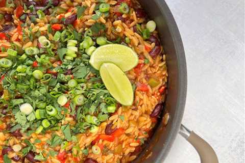 Vegan Cajun Orzo and Bean Skillet