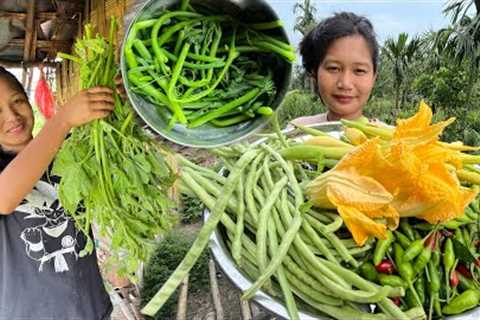 Cooking and eating green vegetables | local organic vegetables | Pumkin leave