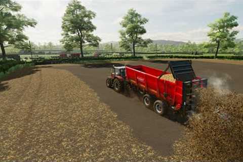 FS 22 Bally Spring 22 (Organic Farmer) Straw Bales, Sowing Soybeans, Spreading Manure (Time-Lapse)