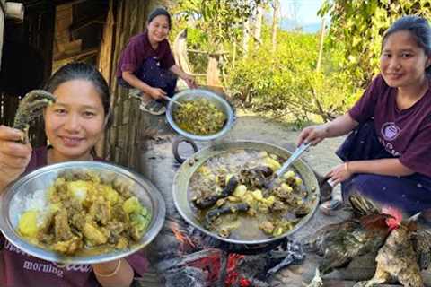 Cooking Local Chicken Curry for my Relatives | Local Chicken Curry and Green Vegetables