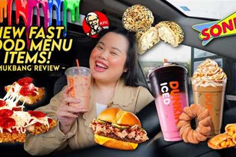 Trying New Fast Food Menu Items Mukbang (KFC Chizza, Sonic Pork Cheeseburger + More) 먹방 Eating Show!