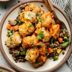 Healthy Tater Tot Casserole with Beef and Lentils