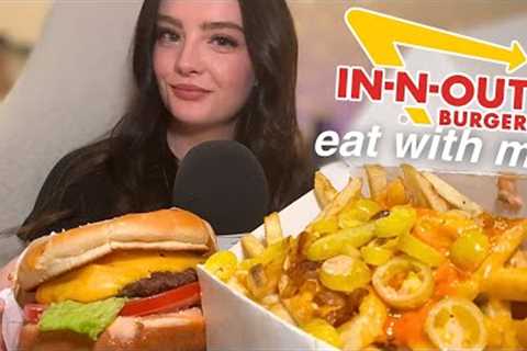 ASMR mukbang 🍔 in n'' out cheeseburger & animal style fries