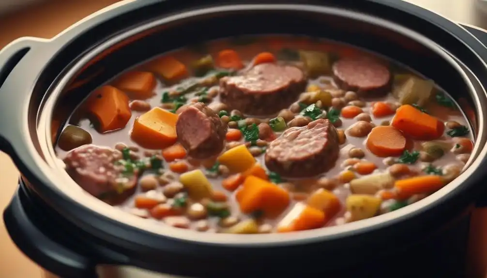 Low Carb Sausage and Lentil Soup Slow Cooker Recipe